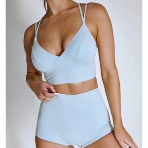Creatures Of XIX CXIX luxe Lounge Powder Blue Sports Bra Bralette Strappy Small